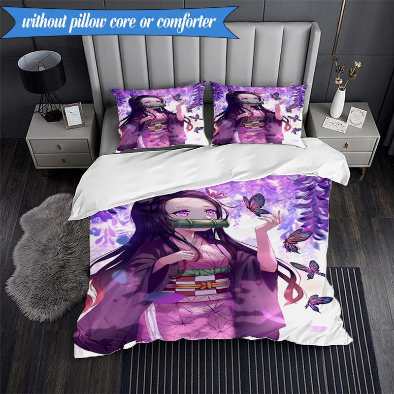 Vibrant Anime Characters 3pcs K-pop Music Group Bedding set,Ideal for Bedroom, Dormitory,Including Duvet Cover And 2pcs Pillowcases,Fan Gifts