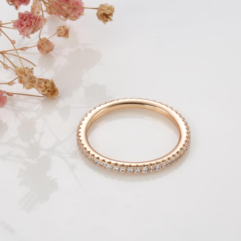 New Arrivals  Rose Gold Single Row Micro-Wax Inlay Natural Zircon Rings Women Wedding Party Trendy Fine Jewelry
