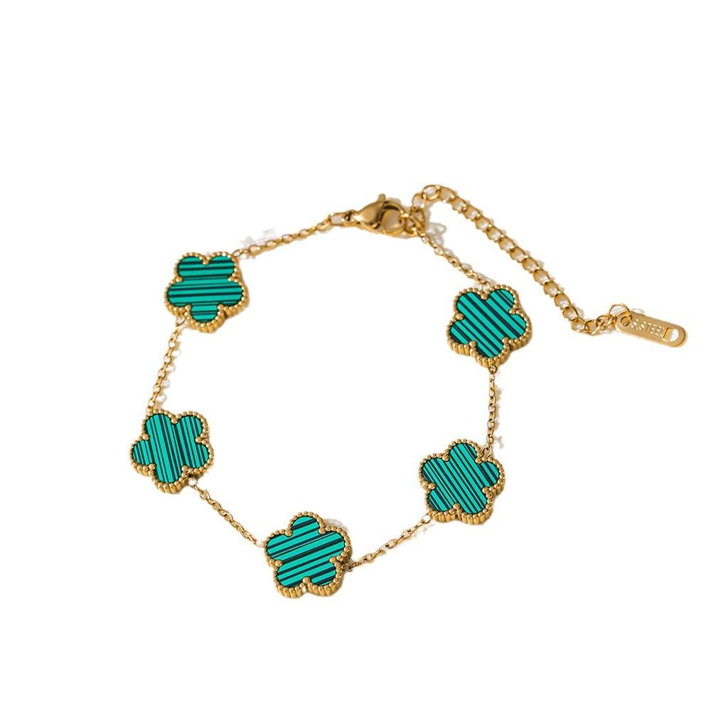 Hot-selling five-leaf flower five-flower double-sided petal bracelet fashion versatile trend jewelry women