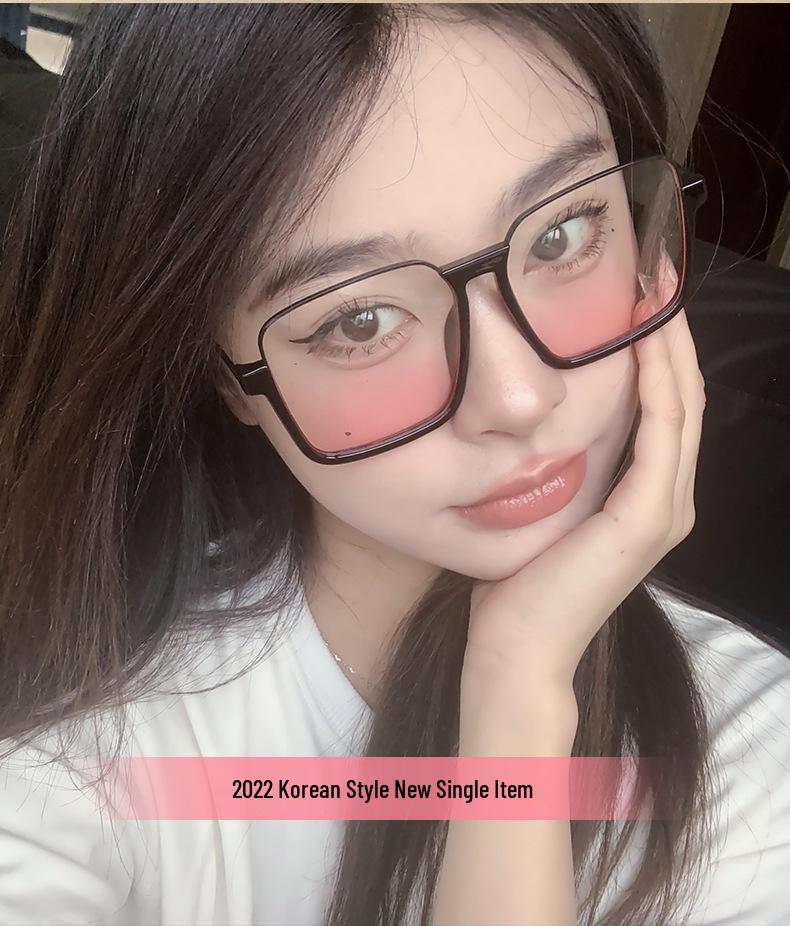 Damebriller uten sminke Stor blush-brille - Trendy slankende anti-UV solbriller for influensere.