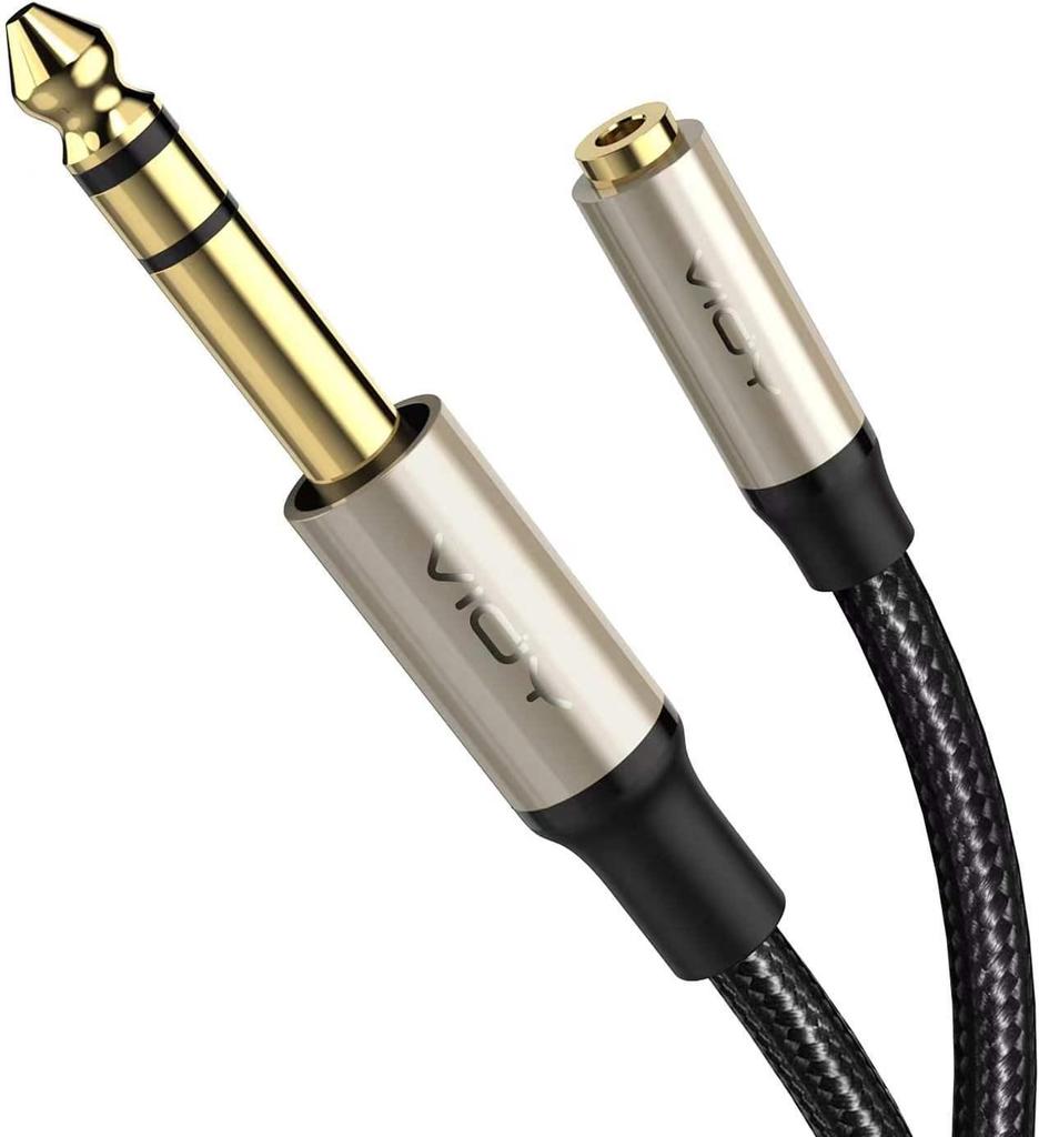 6.35mm Male to 3.5mm Female Extension Cable for Amplifier, TV, Electric Guitar, Mixer, Sound Card.