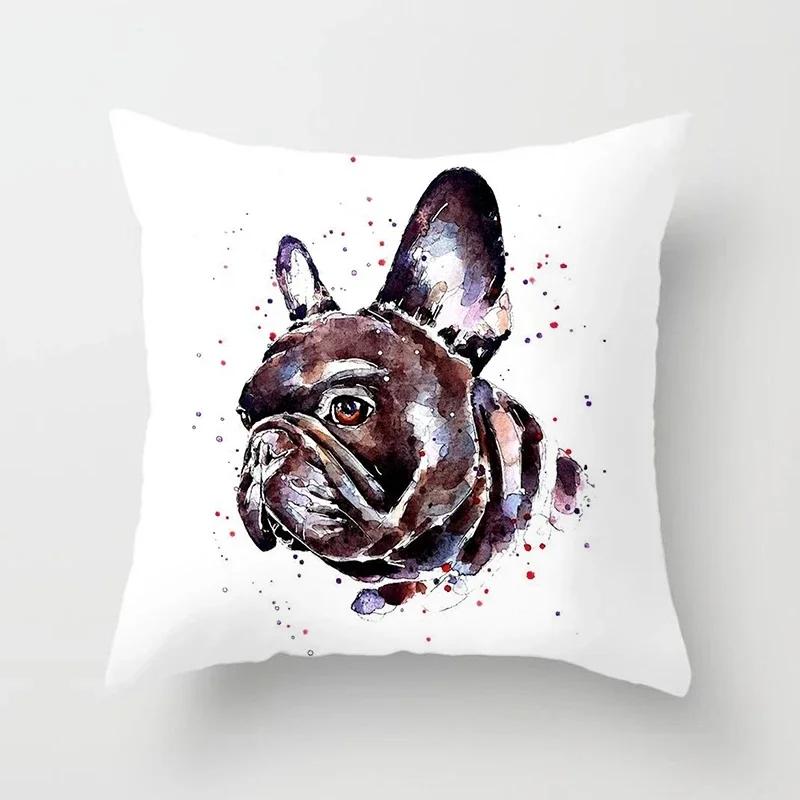 French Bulldog Cushion Cover Sofa Dogs Pillow Cover for Home Decoration Sofa Chair Cars Decorative Pillows Pillowcase X