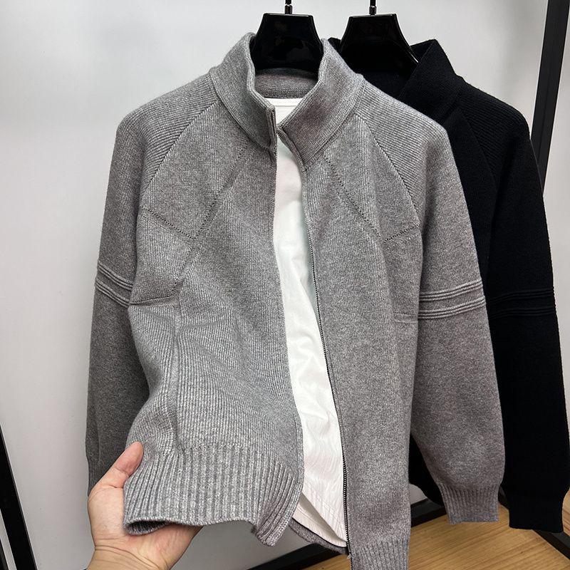 Anspruchsvoller Herren Herbst/Winter Trendiger Strick-Cardigan mit Reißverschluss: Lockere, lässige Oberbekleidung