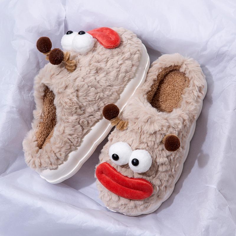 Funny Cotton Slippers Female Student Dormitory Winter Indoor Living Cute Cartoon Outside Wearing Couple Household Cotton Slippers Men