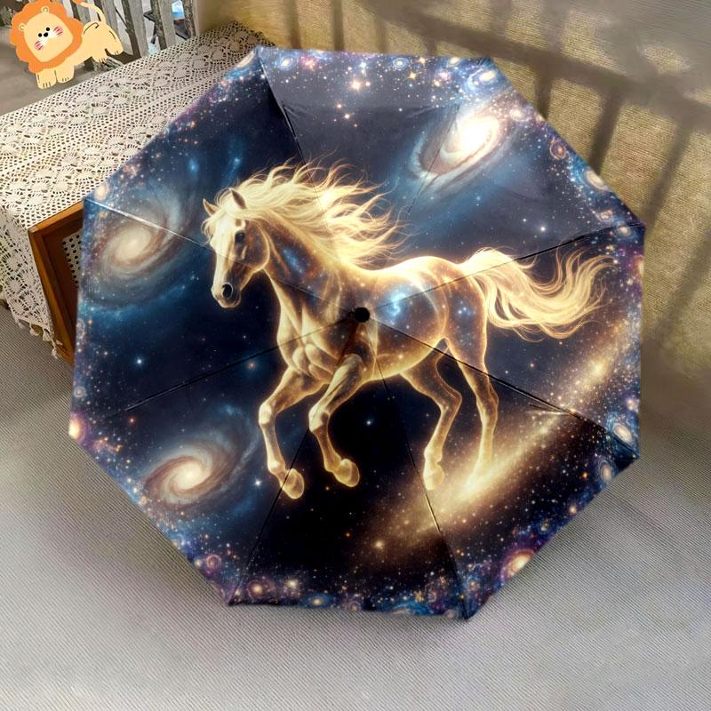 Interstellar Animals Pattern Pattern New Style Umbrella, 1 Piece Automatic Folding Umbrella, Portable Travel Umbrella, Outdoor Umbrella, Birthday Gift
