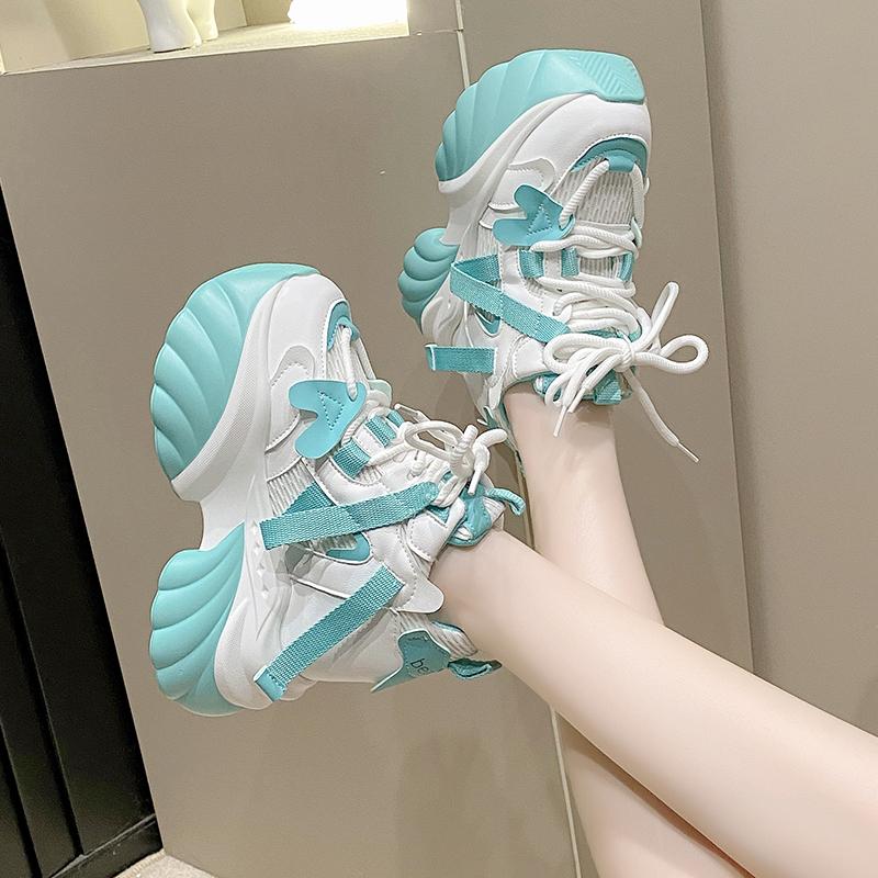 Women's Autumn New Style Casual Shoes Comfortable Slimming Soft Bottom Breathable Online Shopping Shoes with Thick Sole