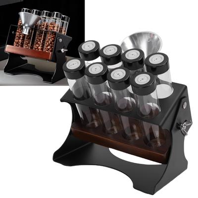 Coffee Bean Storage Tubes and Stand Large Capacity Tempered Glass Sealing Coffee Bean Cellars with Display Rack