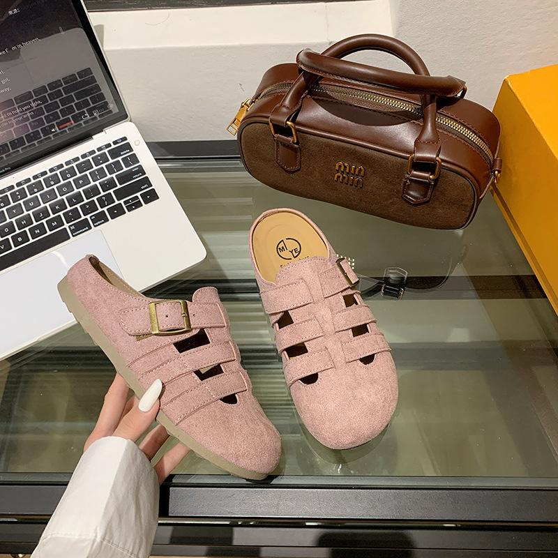 Boken Baotou Slippers Women's 2025 New Spring and Summer Hollow Breathable Retro Fashion Versatile Lazy Muller Sandals