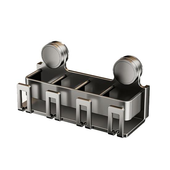 Toothbrush Holder with Suction Cup Carbon Steel ABS Waterproof Rust-Proof Wall Mounted Double-Layer Storage for Bathroom Organizer