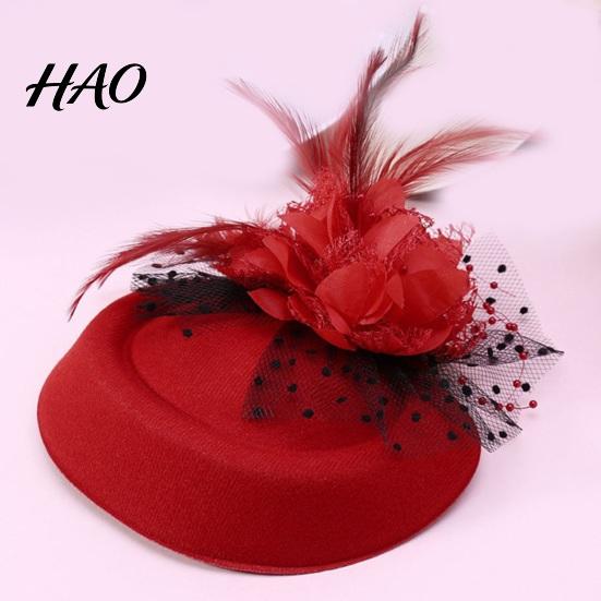Pillbox Hat Exquisite Sweet Fascinator with Hair Clip Decorative Anti-fall Faux Feather Flower Mesh Veil Accessories Cocktail Headwear