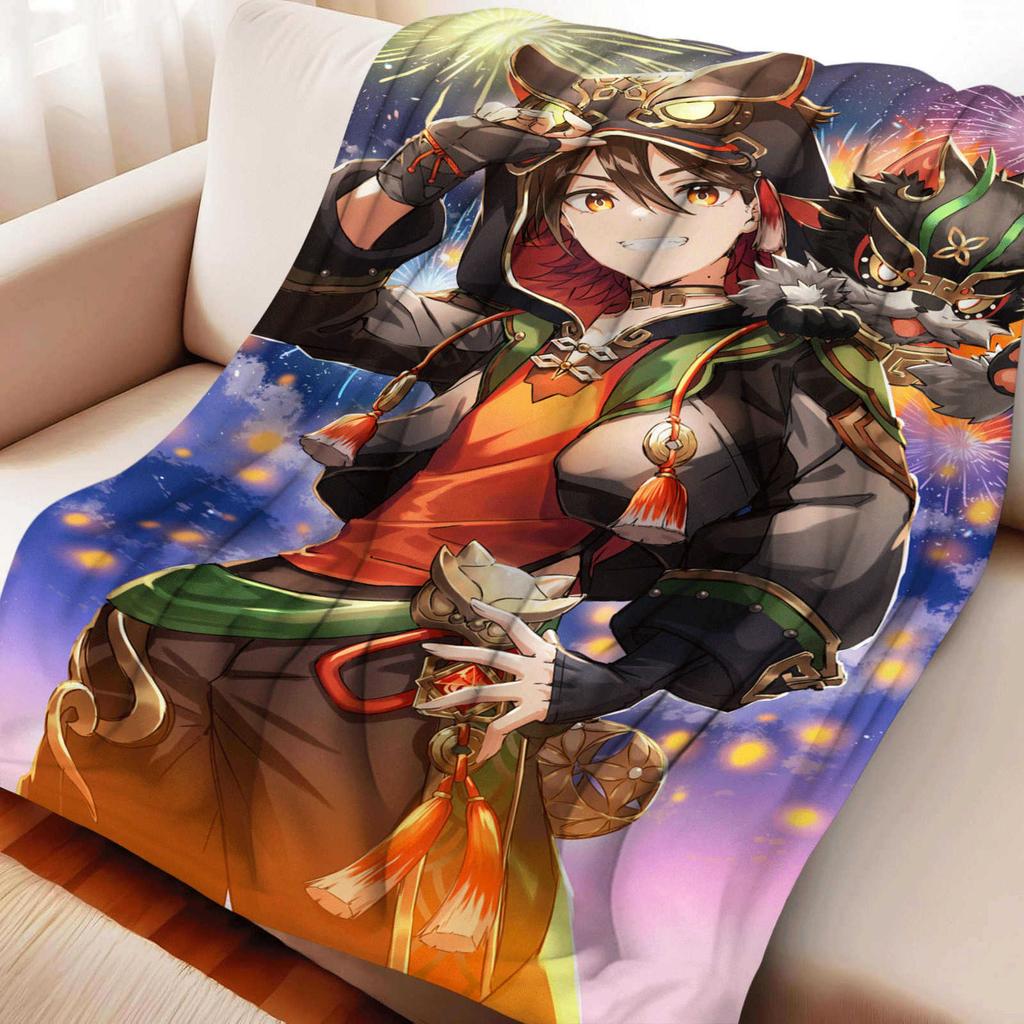 Game Genshin Impact Gaming Soft Flannel Blanket Cover Warmth Soft Anime Blanket Multifunctional Decor Home Universal Blankets