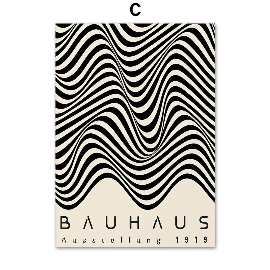 Bauhaus Exhibition Black Mid Century Modern Wall Art Print Abstract Canvas Painting Nordic Poster Wall Picture Living Room Decor