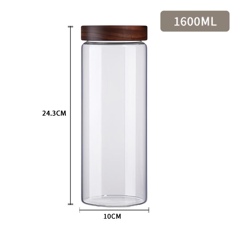 Airtight Glass Storage Jar with Acacia Wood Lid - Thick Transparent Jar for Grains and Cereals