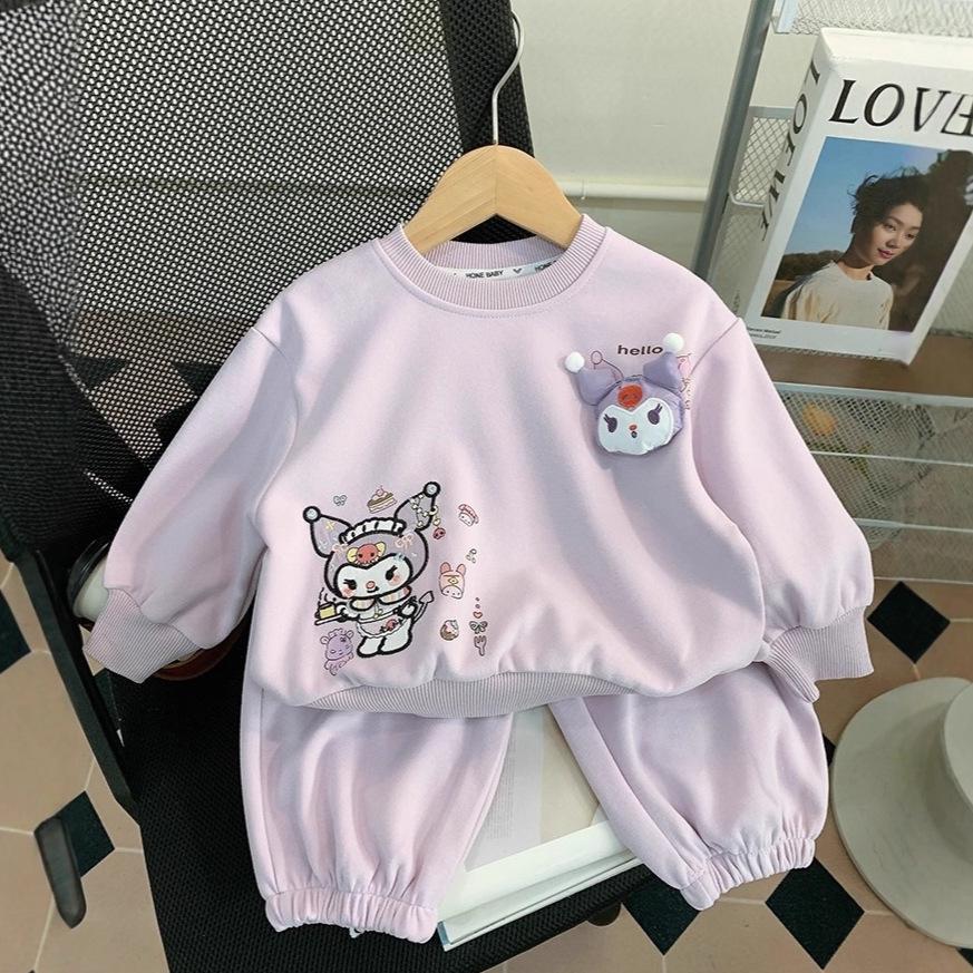 Girls' 2025 Spring/Autumn Cartoon Doll Sportswear: Fashionable Two-Piece Set