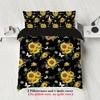 Copripiumino in piuma stampato a motivo floreale girasole in 3 pezzi (1 copripiumino+2 federe, senza imbottitura) set biancheria da letto