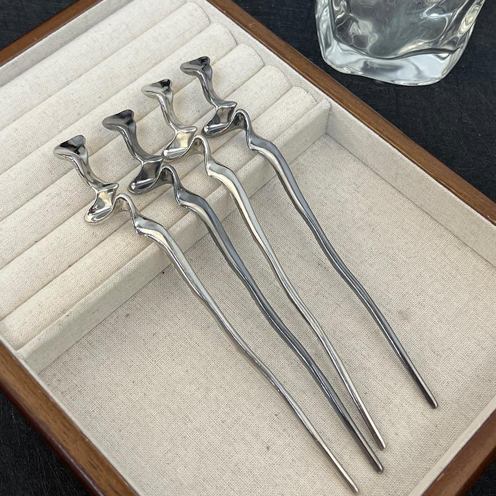 New Chinese Ancient Hairpin High Quality Black Silver Hair Stick Elegant Cool Hairpin for Girl Female Hair Ornament Styling Tool
