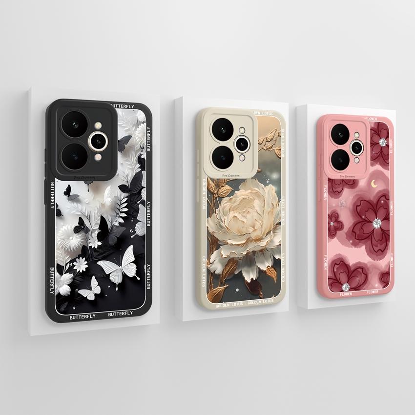 For Oppo Realme 15 C71 C65 C53 C51 A5 A5x Reno11 14 Pro Phone Case Beautiful Golden Lotus Pattern Dustproof Durable Shell For Oppo Silicone Soft Cover