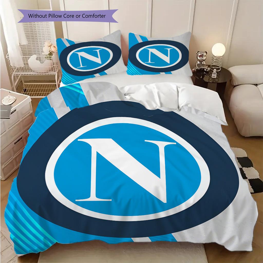 SSC Napoli Muster Bettwäsche Steppdecke Set Bettbezug Kissenbezug Heimdekoration Geburtstagsgeschenk (1 Bettbezug + 2 Kissenbezüge, ohne Füllung)