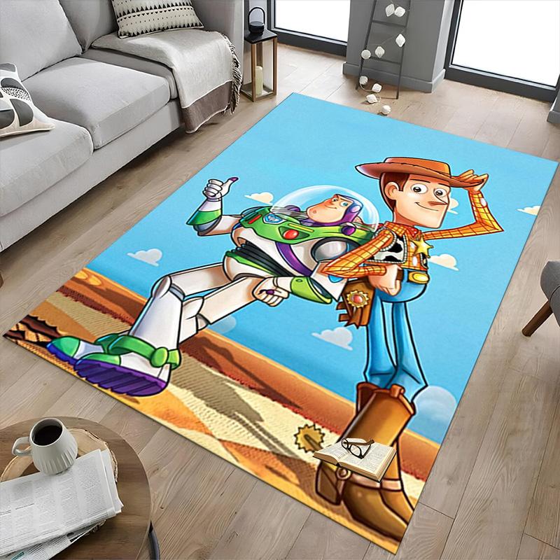 Toy Story Woody Buzz Duo Carpet for Playroom Bedroom Living Room Sofa Home Decor,kids Game Area Rug Non-slip Floor Mat