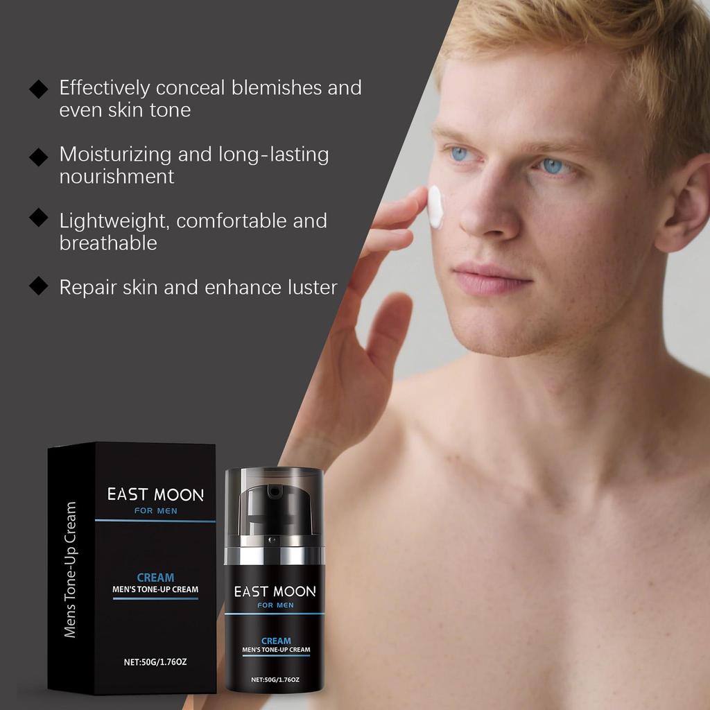 East Moon Men Tone-Up Makeup Cream Oil Control Easy Wear Nourish Brightening Dark Circles Waterproof Full Coverage Base BB Cream