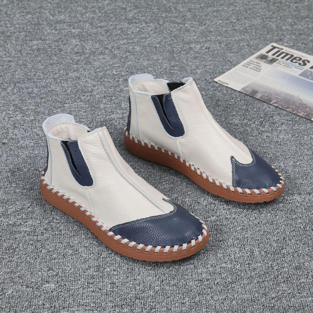 Men's Leather Slip-On High-Top Casual Shoes - Soft Sole, Genuine Cowhide for Autumn/Winter