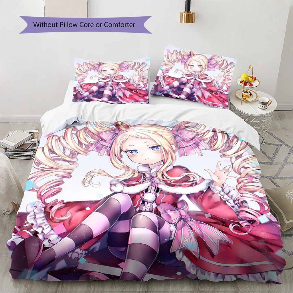 Re:Zero Pattern Bedding Quilt Set Home Decoration Gift (1 * duvet cover + 2 * pillowcase without core)
