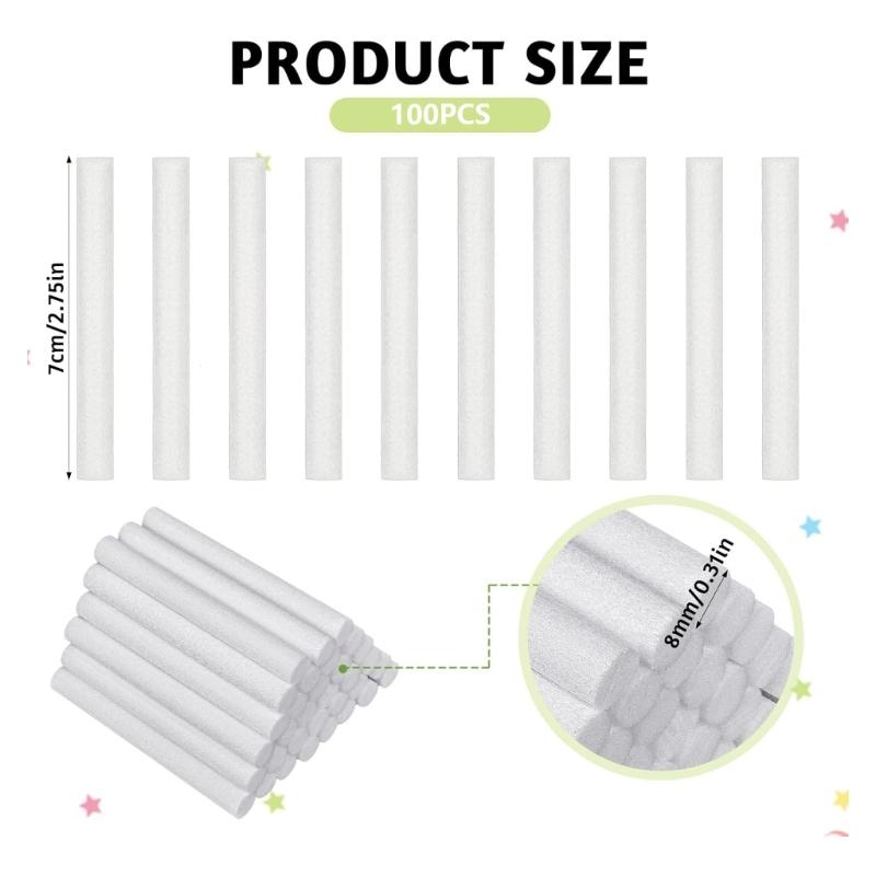 100Pieces Humidifier Cotton Filter Sticks Sponge Texture Suitable for Most Models for Efficient Moisture Control