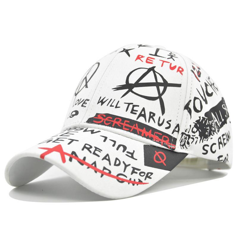 Trendy Graffiti Print Baseball Cap Unisex Cotton Fashion Hat Outdoor Sunshade Cap