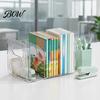 Space Saving Book Stand for Students Clear Magazine Holder, 3/4-Compartment Desk Organizer, Vertical Bookend File Multifunctional Storage Box