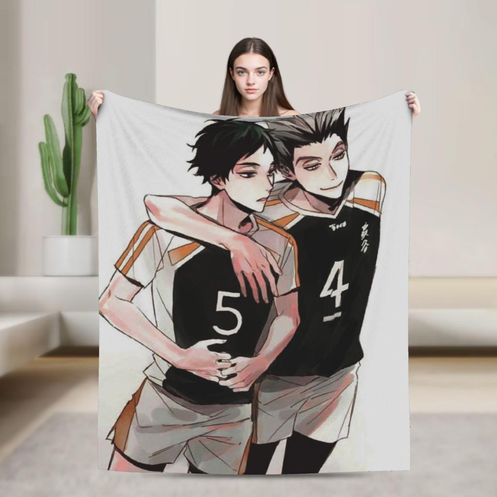 Haikyuu Bokuaka Blankets Fleece Decoration Karasuno Volleyball Kageyama Super Soft Throw Blanket for Home Outdoor Bedding Throws