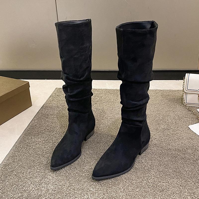 

Western cowboy boots women s 2025 new spring and autumn long tube stacking boots versatile pointed thin knight boots women 35