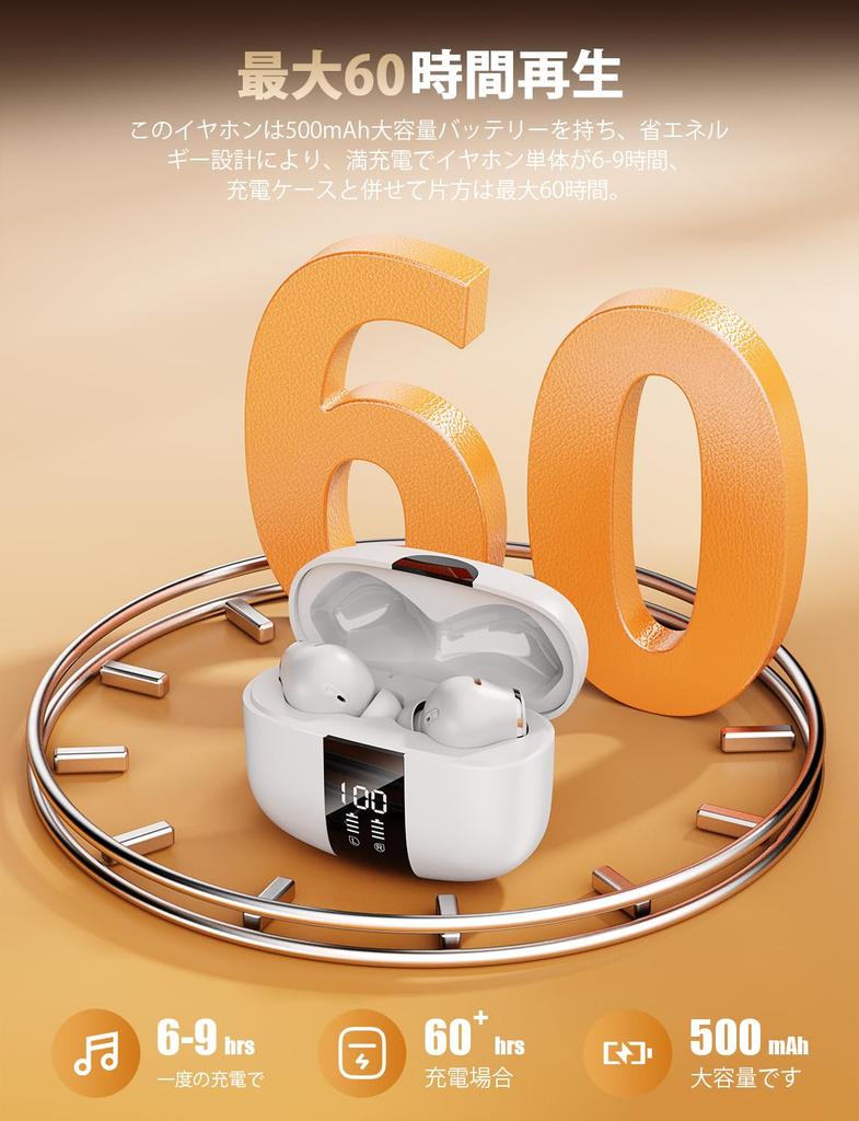 Wireless Bluetooth Earbuds with LED Battery AI Smart ENC Up to 60 Hours of IPX7 2026 Latest Bluetooth Noise Low Automatic Comfortable Zero Sound Fast