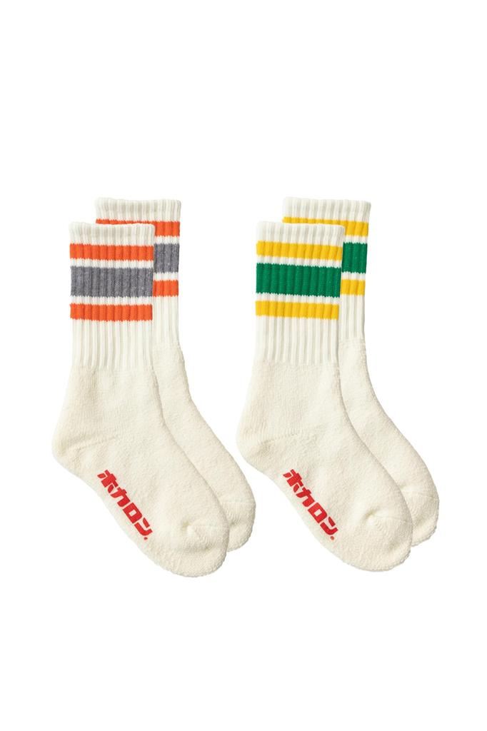 Hokaron Striped Pile Set of 2 Women's Socks, 21.5-24.5cm,