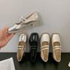 French silver single shoes women's summer 2025 new with skirt beautiful not tired feet square head thick heel Mary Jane small leather shoes