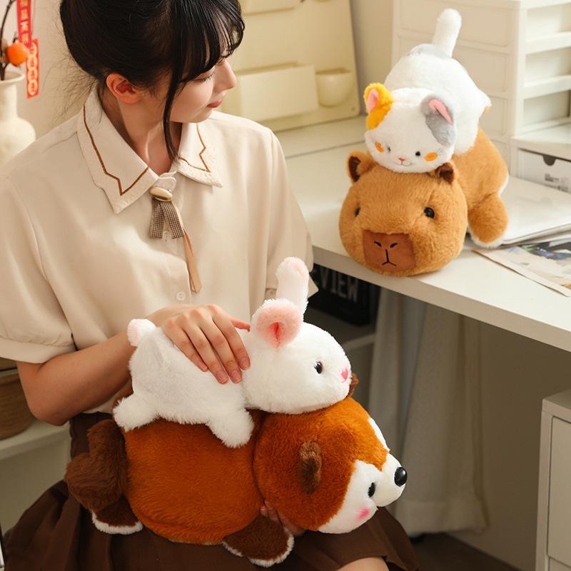 Animal Capybara Transforms Cat Doll Plush Toy Flip Squirrel White Rabbit Doll Children's Ragdoll