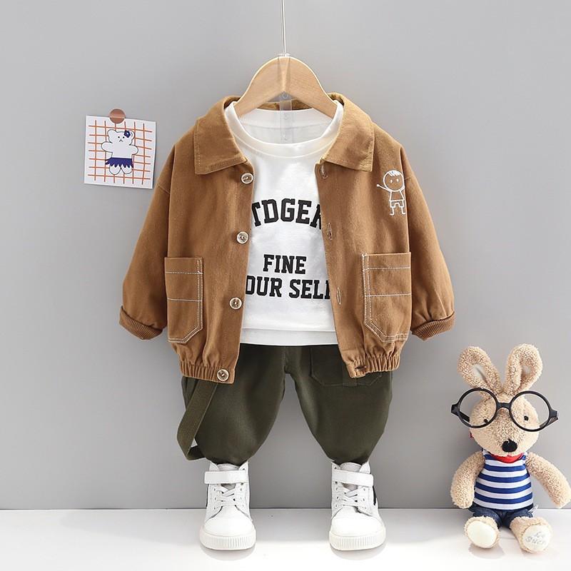 Toddler Boys 3-Piece Set Casual Outfit Cartoon Jacket Pants Top