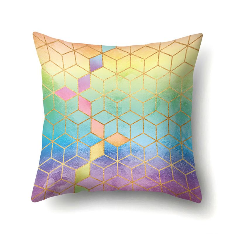Polyester Pillow Case Decorative Geometric Home Printed Pillow Case Waist Cushion Cover Car Cushion Head Cushion Cover