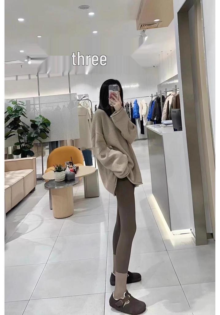 Women's European-Style Cashmere Sweater: Loose, Thick, Round Neck, Mid-Length, Pure Wool for Autumn & Winter.