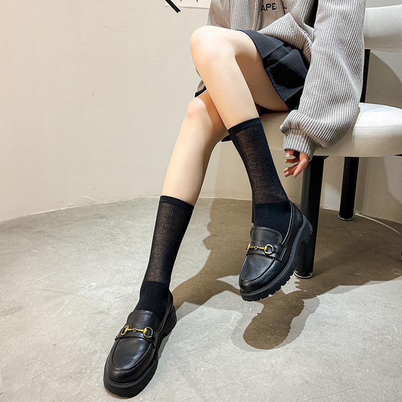 Female Summer Trend Is Sweet and Simple and All Kinds of Solid Color Preppy Long Socks