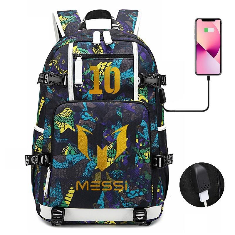 Glow-in-the-Dark Soccer Backpack Teens Large Capacity Laptop Bag With Padded Straps Oxford Fabric Trendy Patchwork Design