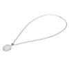 Round Engraved Pendant Necklace Men Women Fashionable Stainless Steel Rhinestone Pendant Necklace Steel Color