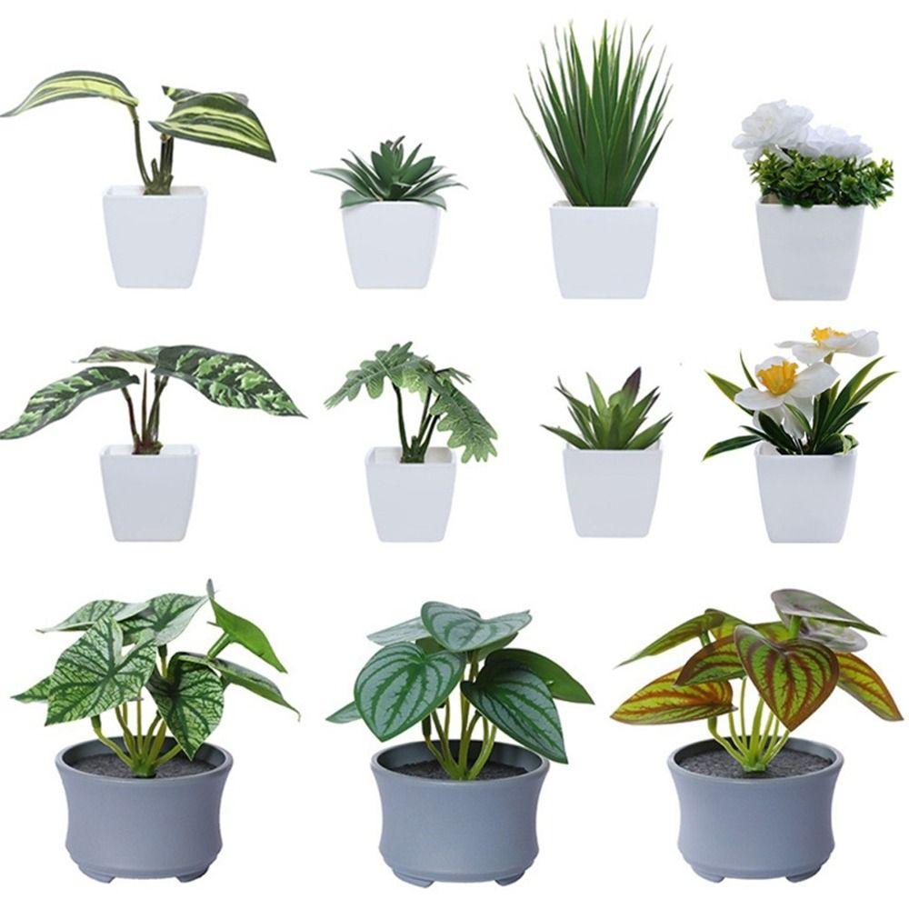 3/6PCS Set New DIY Artificial Potted Plant Mini Plastic Artificial Flower Bonsai Tabletop Landscape Home Display