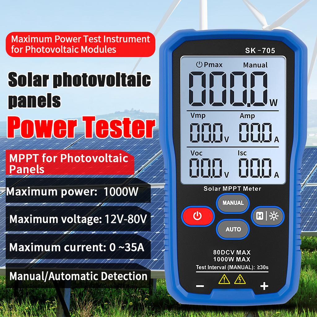 Solar Panel Power Tester Photovoltaic Module Analyzer with 3.2 Inch Large Display Multi Contact4 Test S Hanging Hook