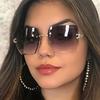 Colorful Square Frameless Glasses for Women, Fashion Casual Eyewear for Daily Outfits, Frameless Design Comfortable Fit Sunglasses