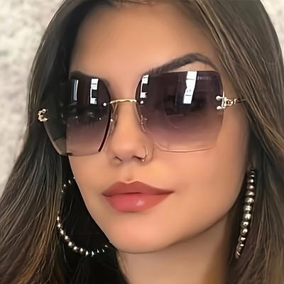Kadınlar İçin Renkli Kare Çerçevesiz Gözlükler, Günlük Kıyafetler İçin Moda Günlük Gözlükler, Çerçevesiz Tasarım Rahat Uyumlu Güneş Gözlükleri