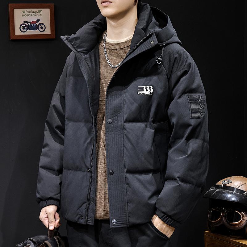 Men's 2025 Thick Warm Hooded Down Jacket - Windproof, Trendy Autumn/Winter Outerwear, Plus Size Available.