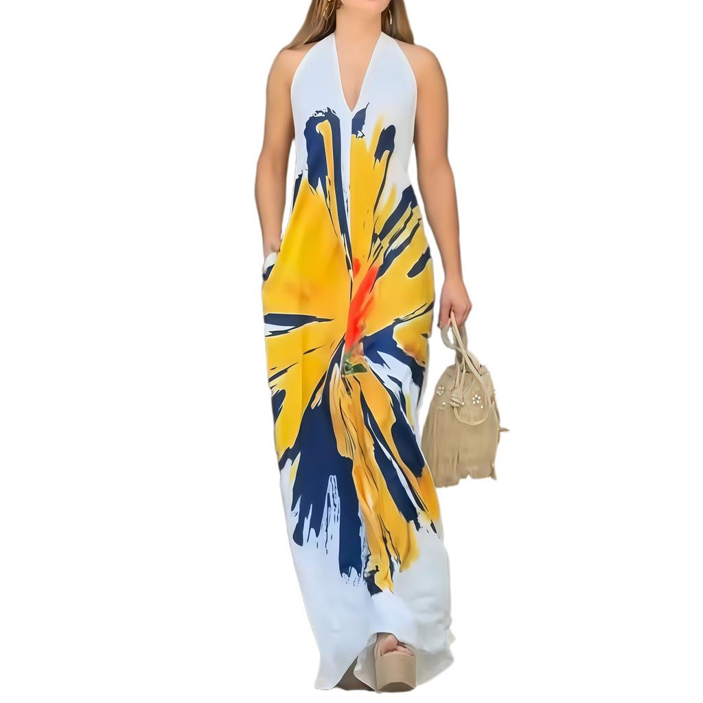 Women's Long Dress Maxi Dress Casual Dress Chiffon Dresses Swing Dress Casual Mature Outdoor Daily Date Ruffled Short Sleeve V-neck Dress