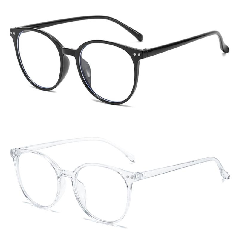 2PCS Anti Blue Light Glasses Simple Round Eyewear Women Men At Home Travel Eyeglas Blue Light Blocking Man Lady Computer Eyeglas