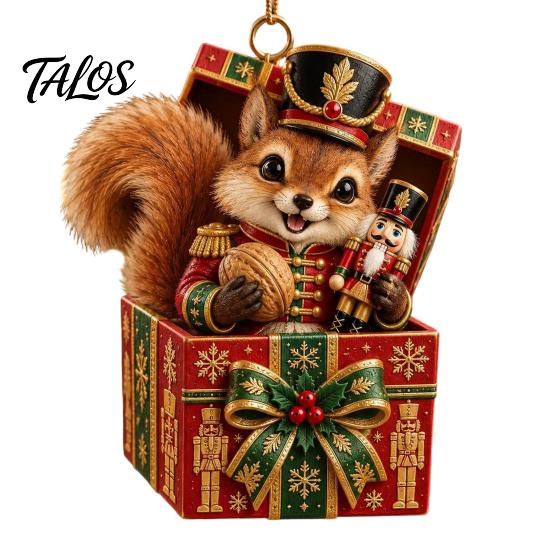 Holiday Gift Exchange Accessories Christmas Forest Animal Ornament, 2D Flat Acrylic Fox Reindeer Squirrel Raccoon in Unique Hanging Ornaments