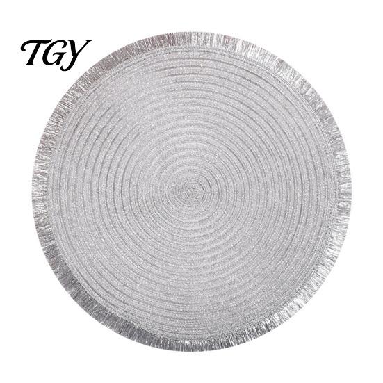 Round Decorative Vase Mat Christmas Table with Tassel, Heat Resistant PP Placemat, Dinner Plate Mats Waterproof for Holiday And New Year Party Tassel